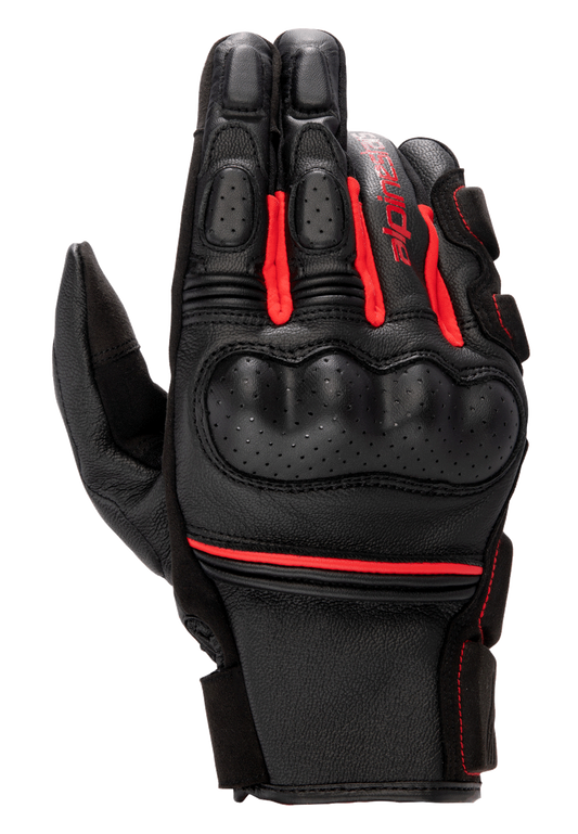 Phenom Leather Gloves - Black/Bright Red - Alpinestars motorcycle gloves, view 1