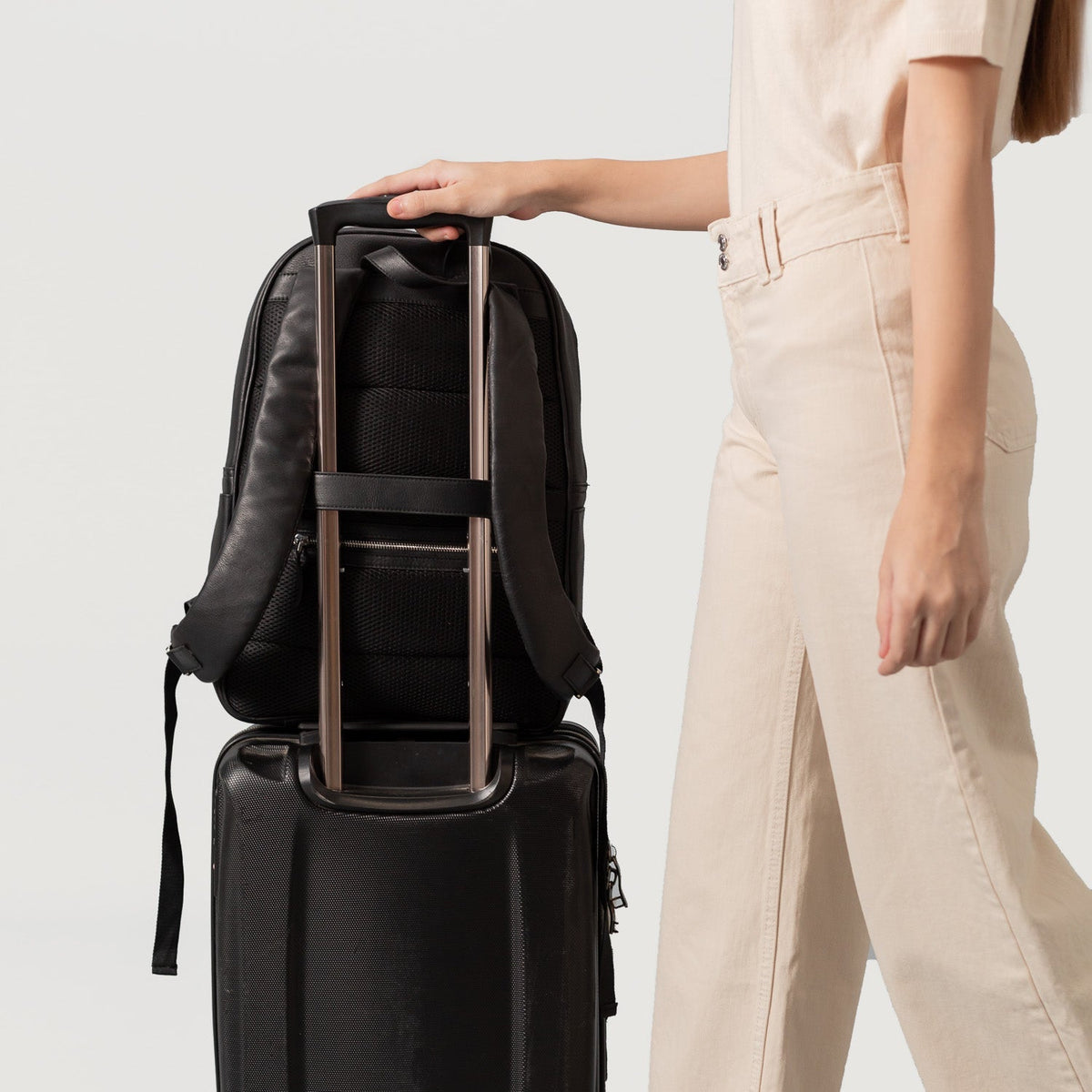 Brex Philos Black Leather Backpack - black leather backpack, view 5
