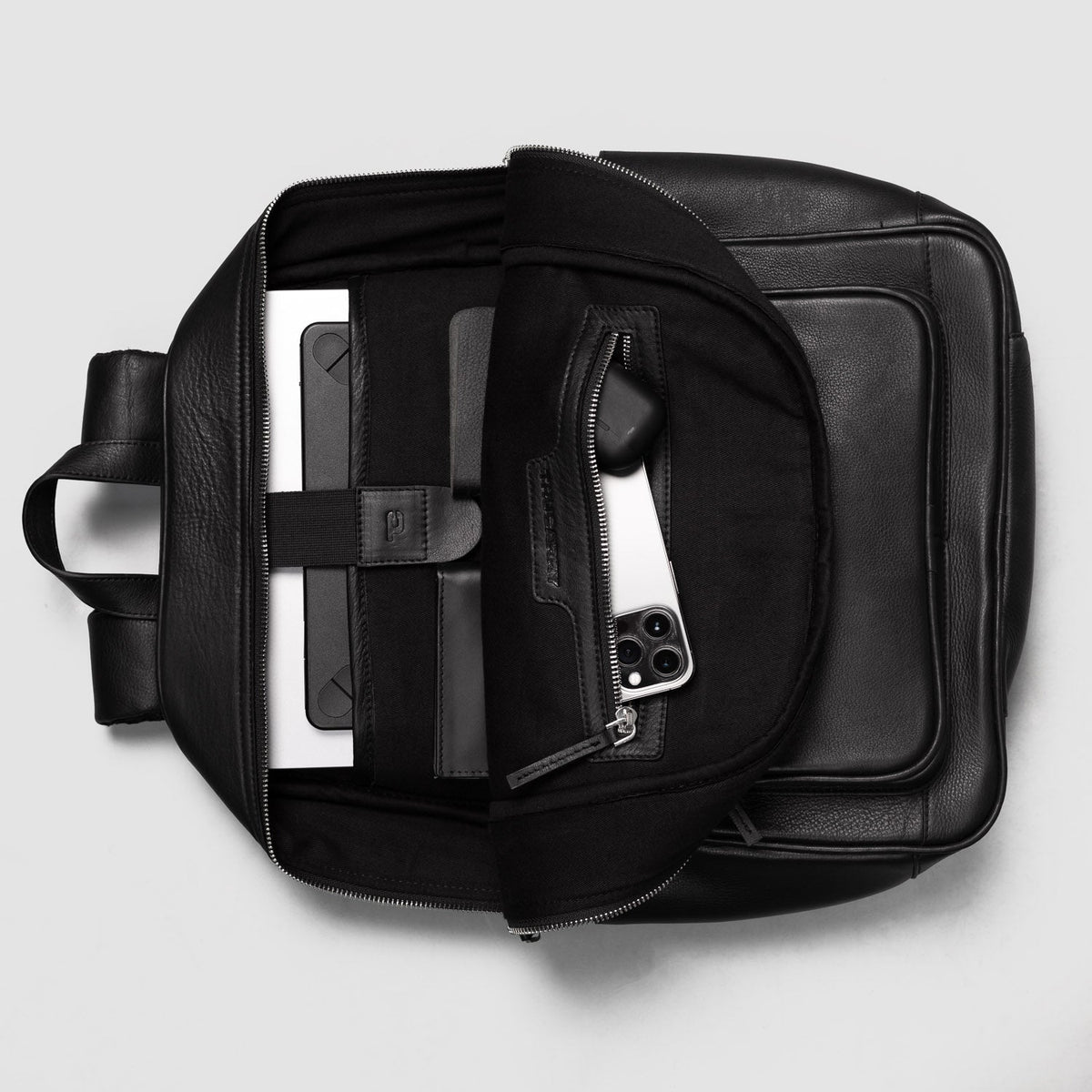 Brex Philos Black Leather Backpack - black leather backpack, view 6