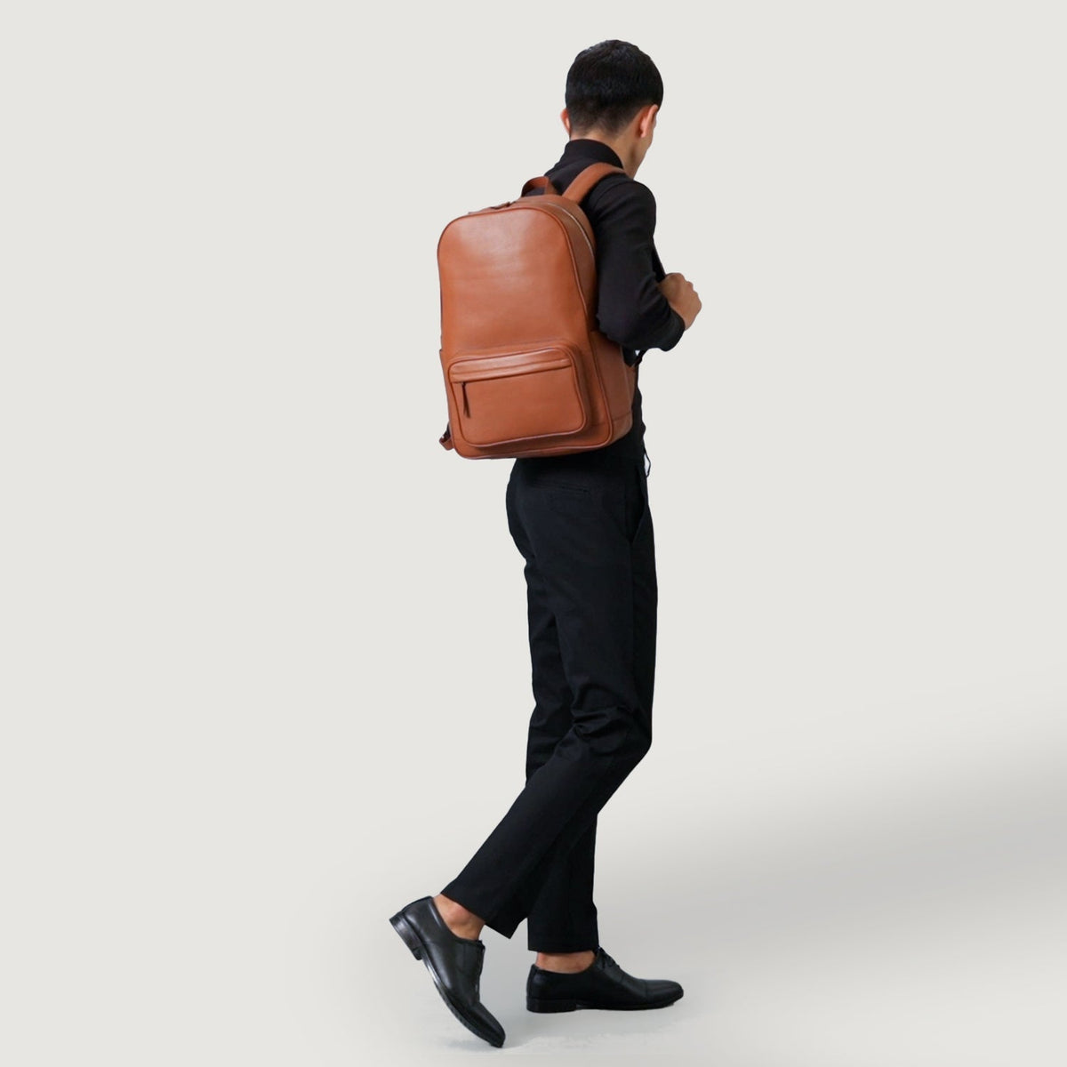 Brex Philos Brown Leather Backpack - brown leather backpack, view 2
