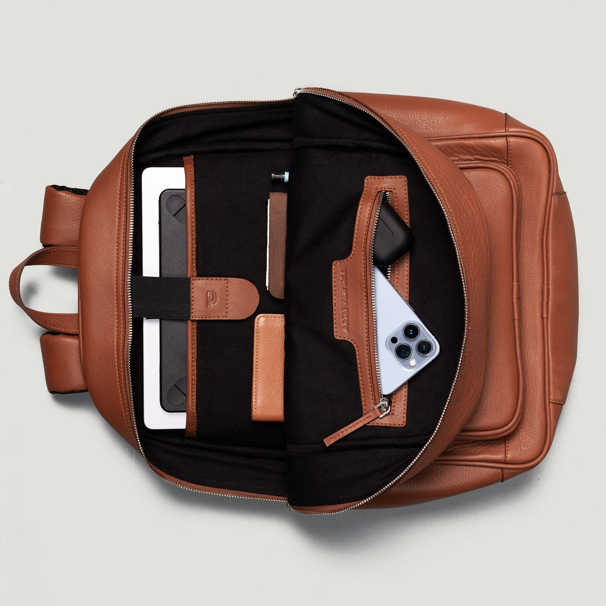Brex Philos Brown Leather Backpack - brown leather backpack, view 7