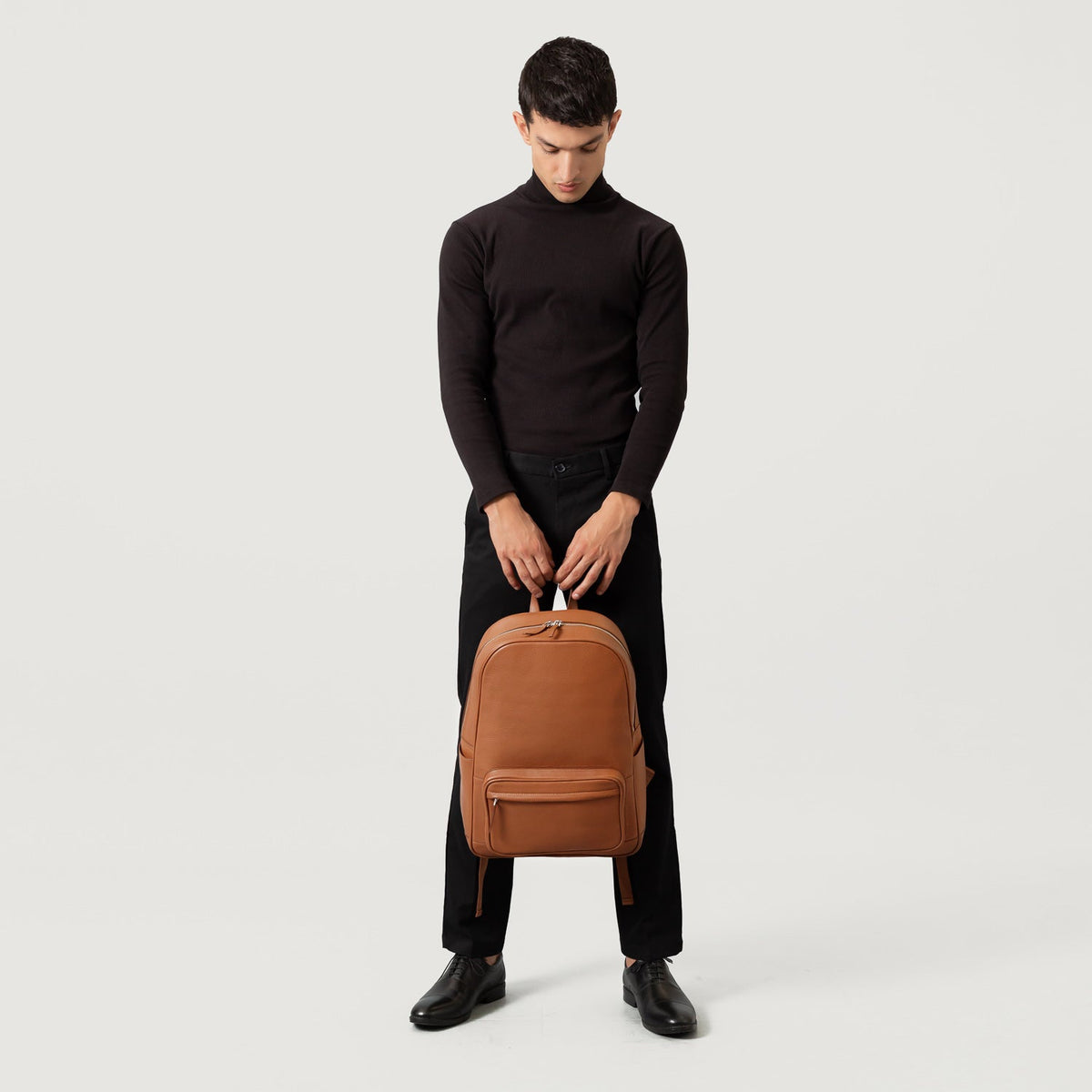 Brex Philos Brown Leather Backpack - brown leather backpack, view 9