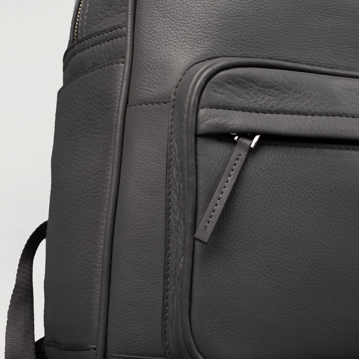 Brex Philos Grey Leather Backpack - grey leather backpack, view 3