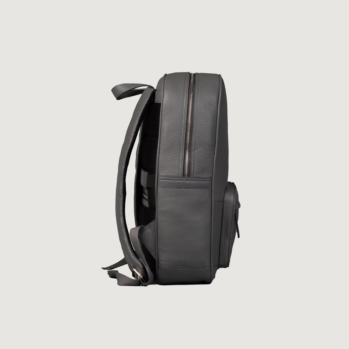 Brex Philos Grey Leather Backpack - grey leather backpack, view 4