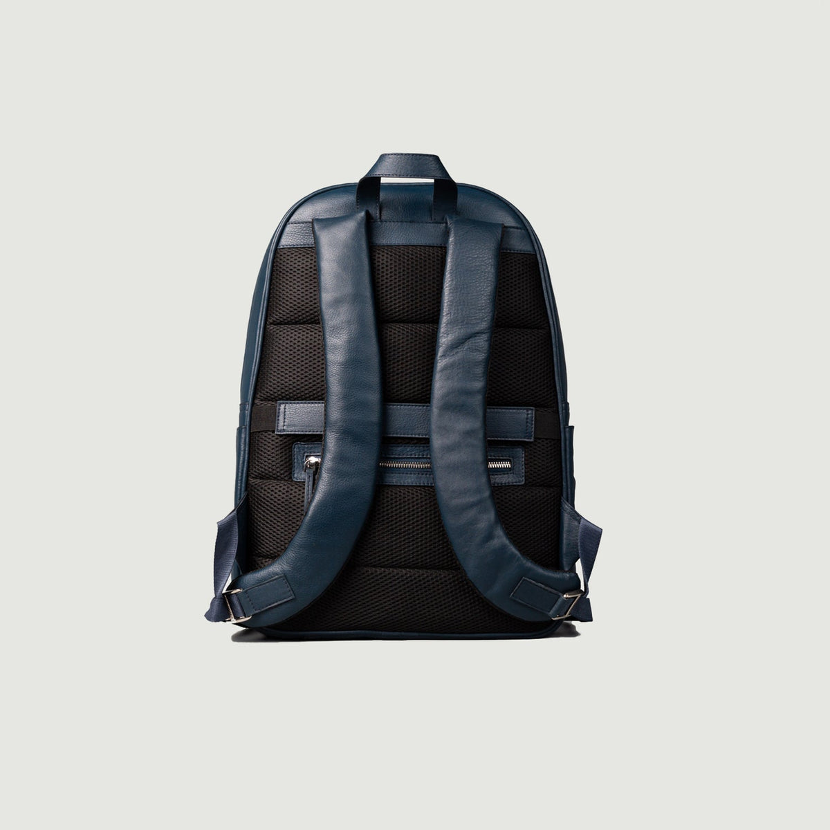 Brex Philos Midnight Blue Leather Backpack - midnight blue leather backpack, view 6