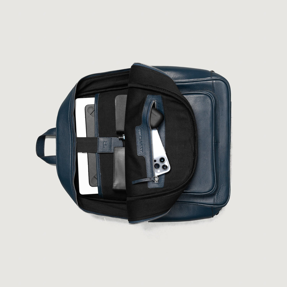 Brex Philos Midnight Blue Leather Backpack - midnight blue leather backpack, view 7