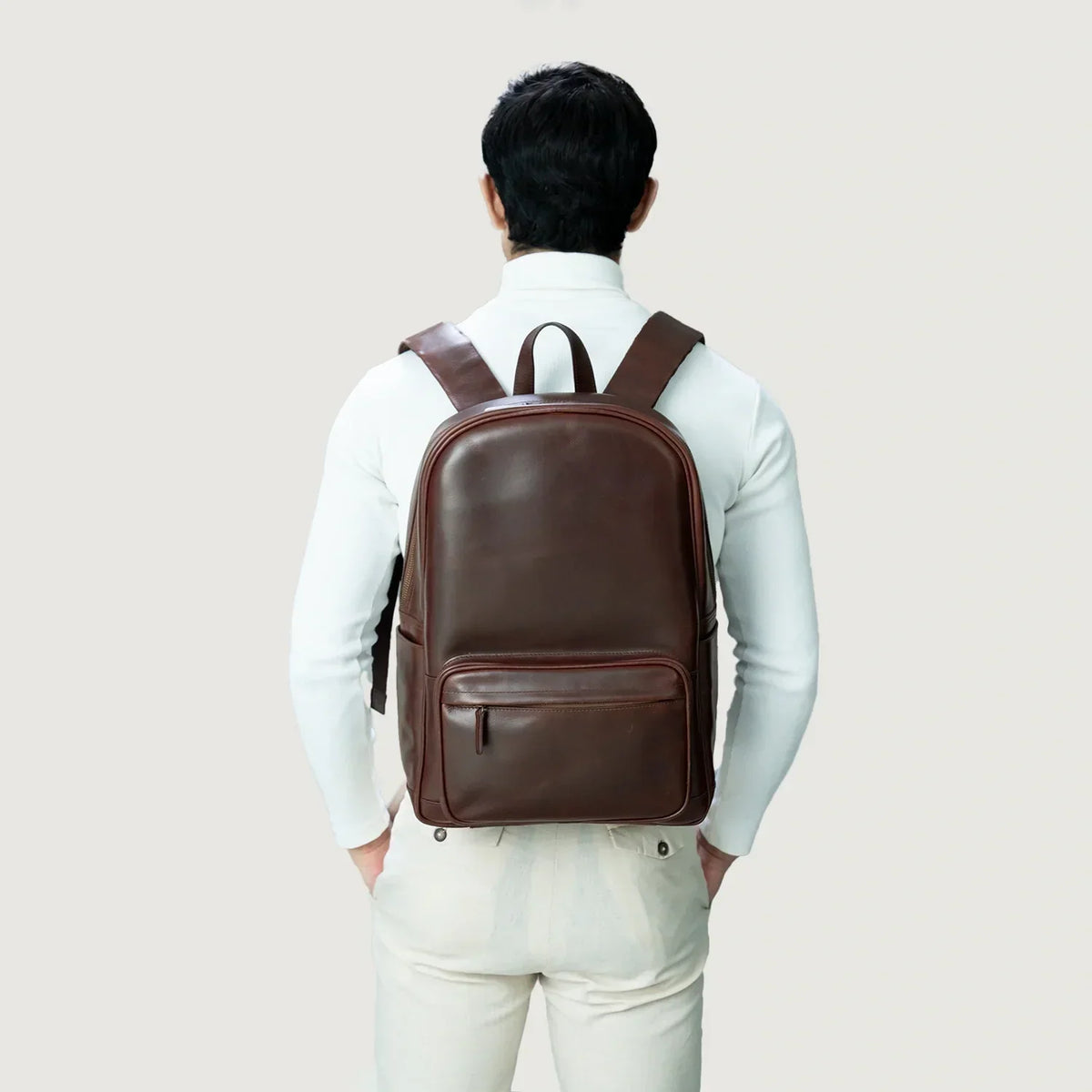 Brex Philos Vintage Brown Leather Backpack - brown vintage leather backpack, view 5