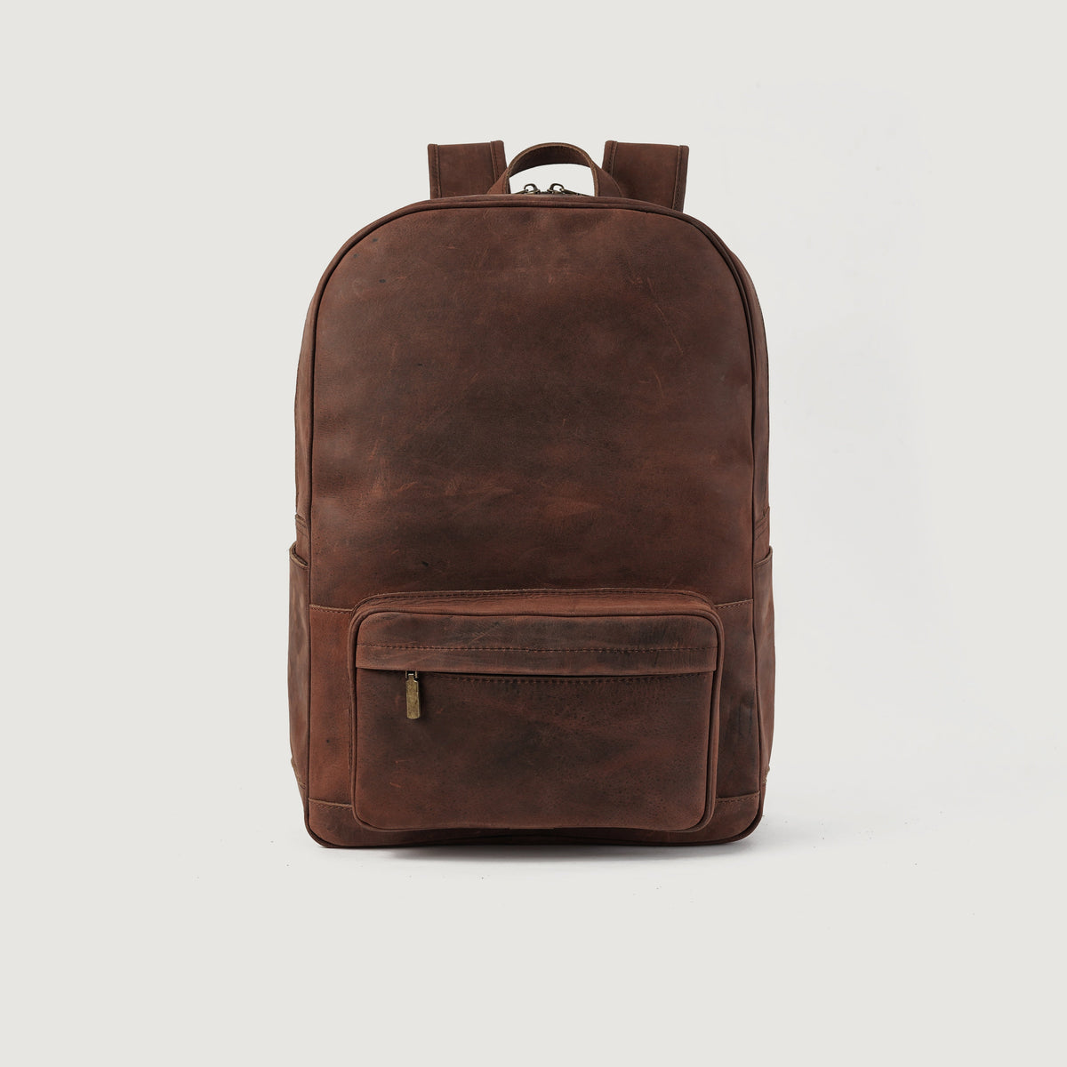 Brex Philos Vintage Distressed Brown Leather Backpack - brown vintage distressed leather backpack, view 1