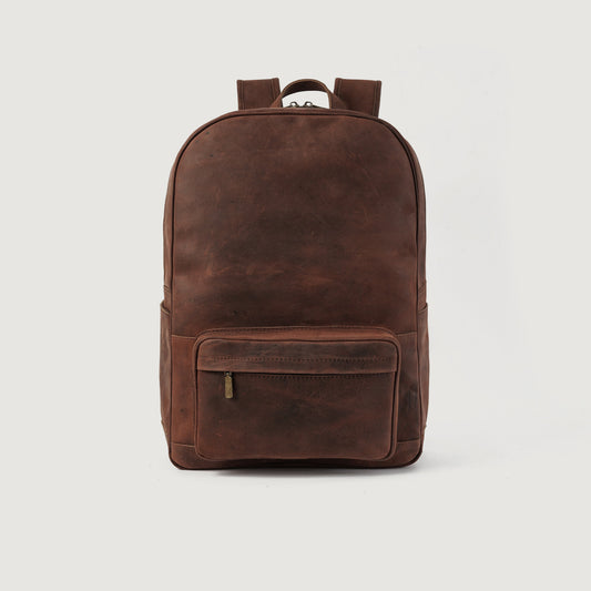 Brex Philos Vintage Distressed Brown Leather Backpack - brown vintage distressed leather backpack, view 1