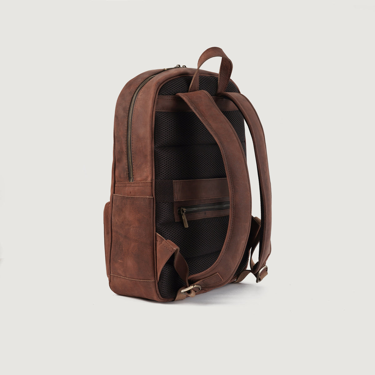 Brex Philos Vintage Distressed Brown Leather Backpack - brown vintage distressed leather backpack, view 3