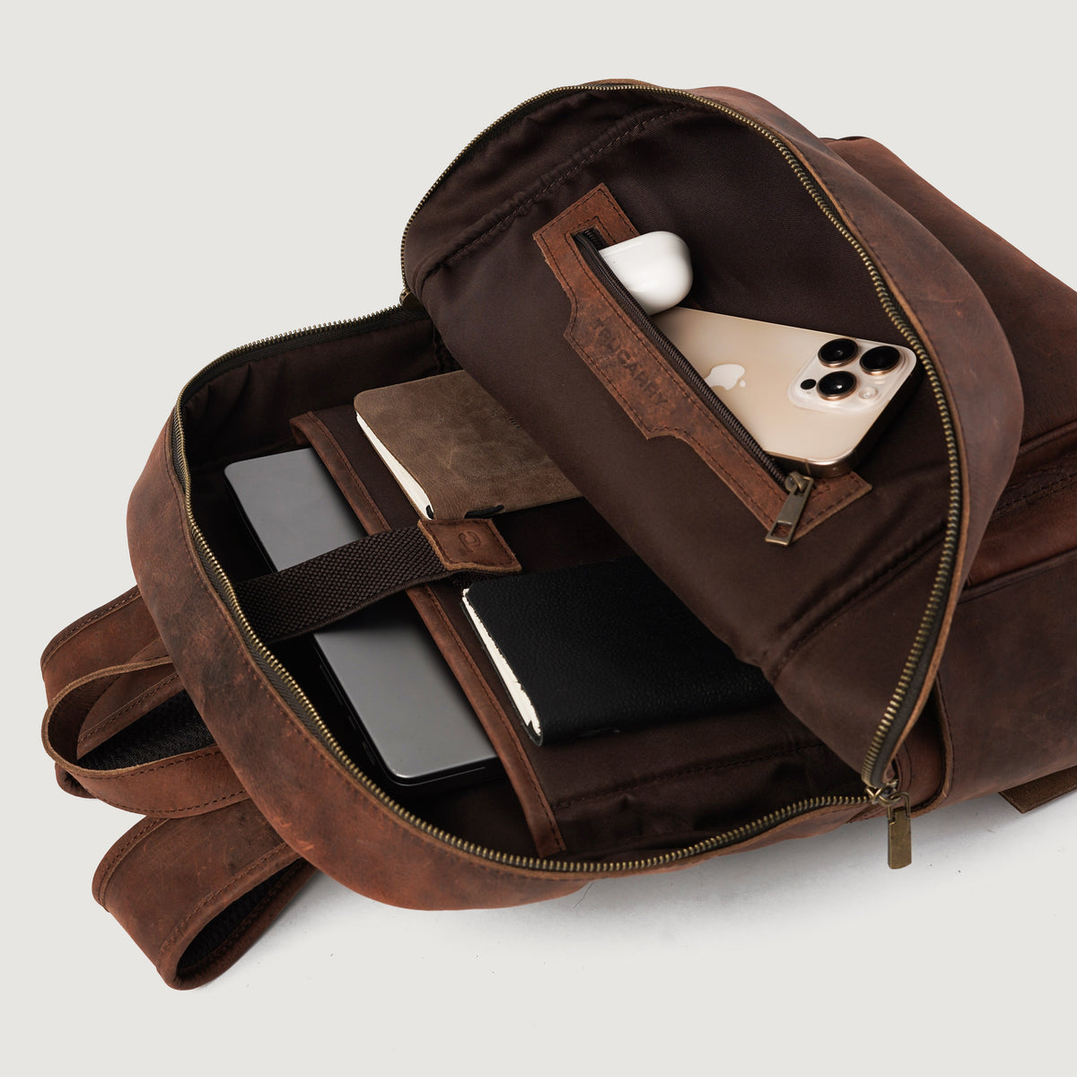 Brex Philos Vintage Distressed Brown Leather Backpack - brown vintage distressed leather backpack, view 7