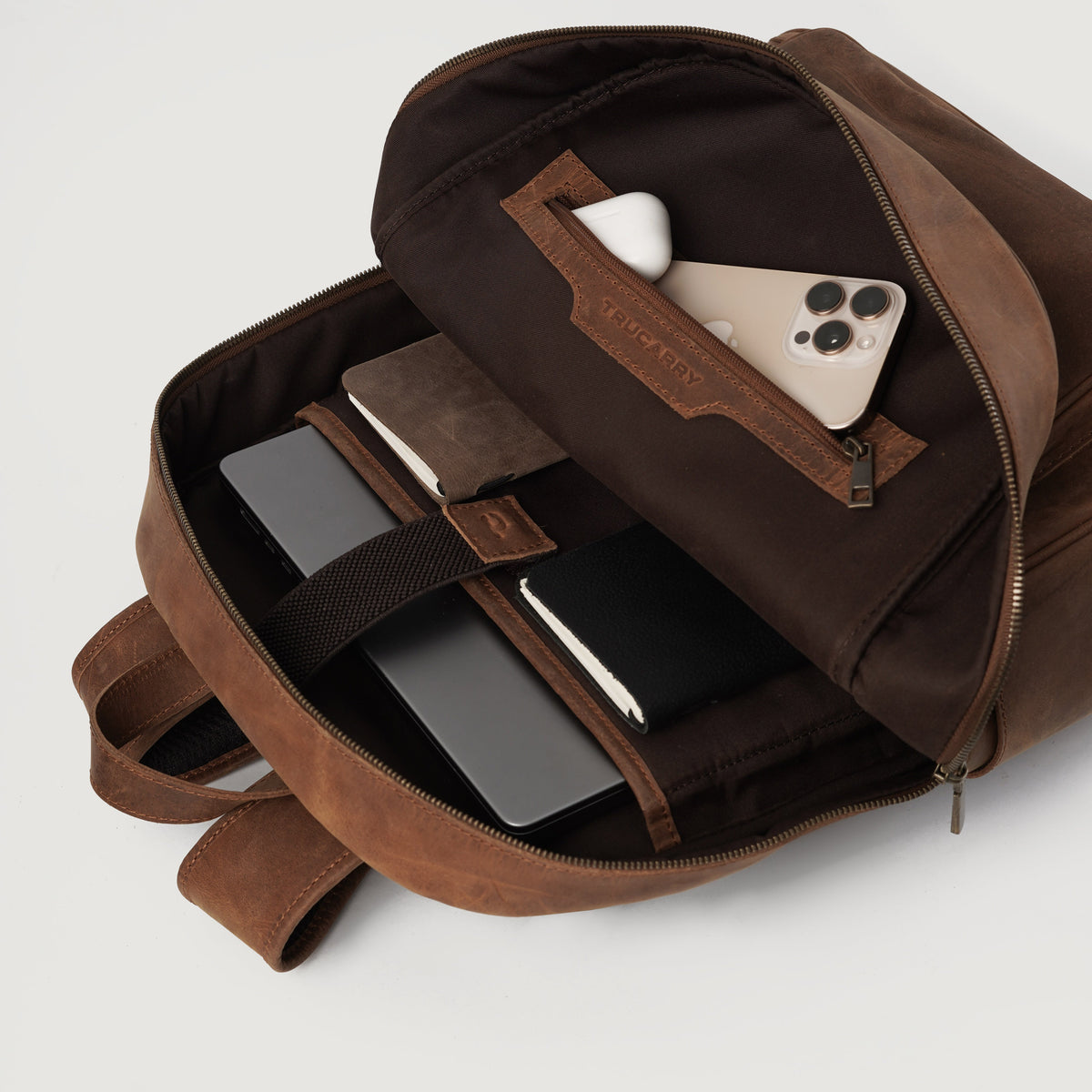 Brex Philos Vintage Tan Leather Backpack - tan vintage leather backpack, view 6