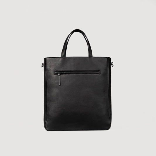Brex Poet Black Leather Tote Bag - black leather tote bag, view 1