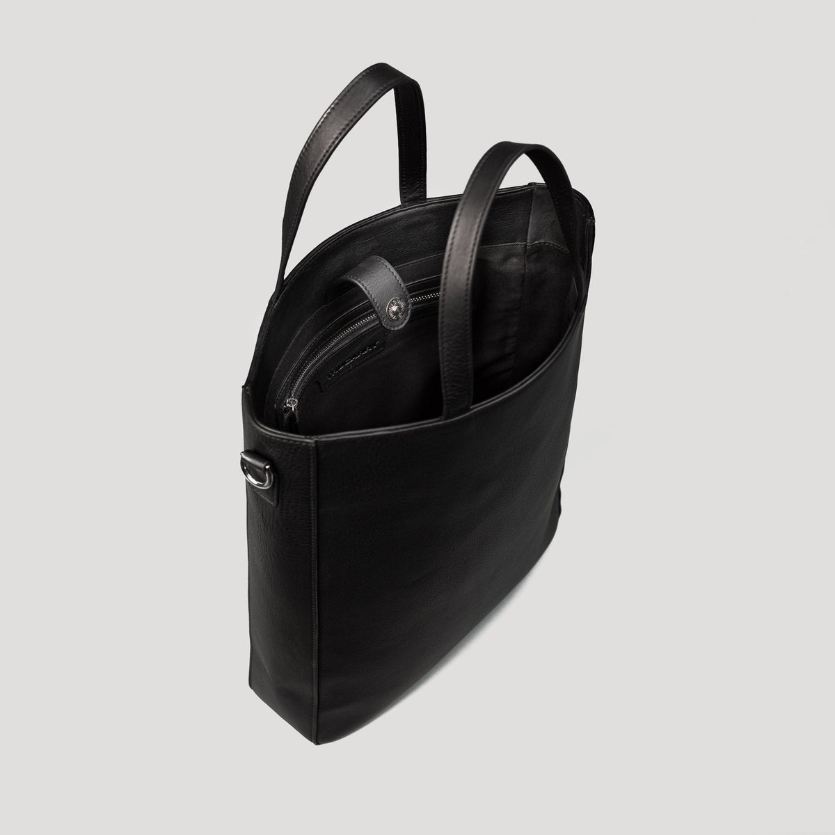 Brex Poet Black Leather Tote Bag - black leather tote bag, view 4