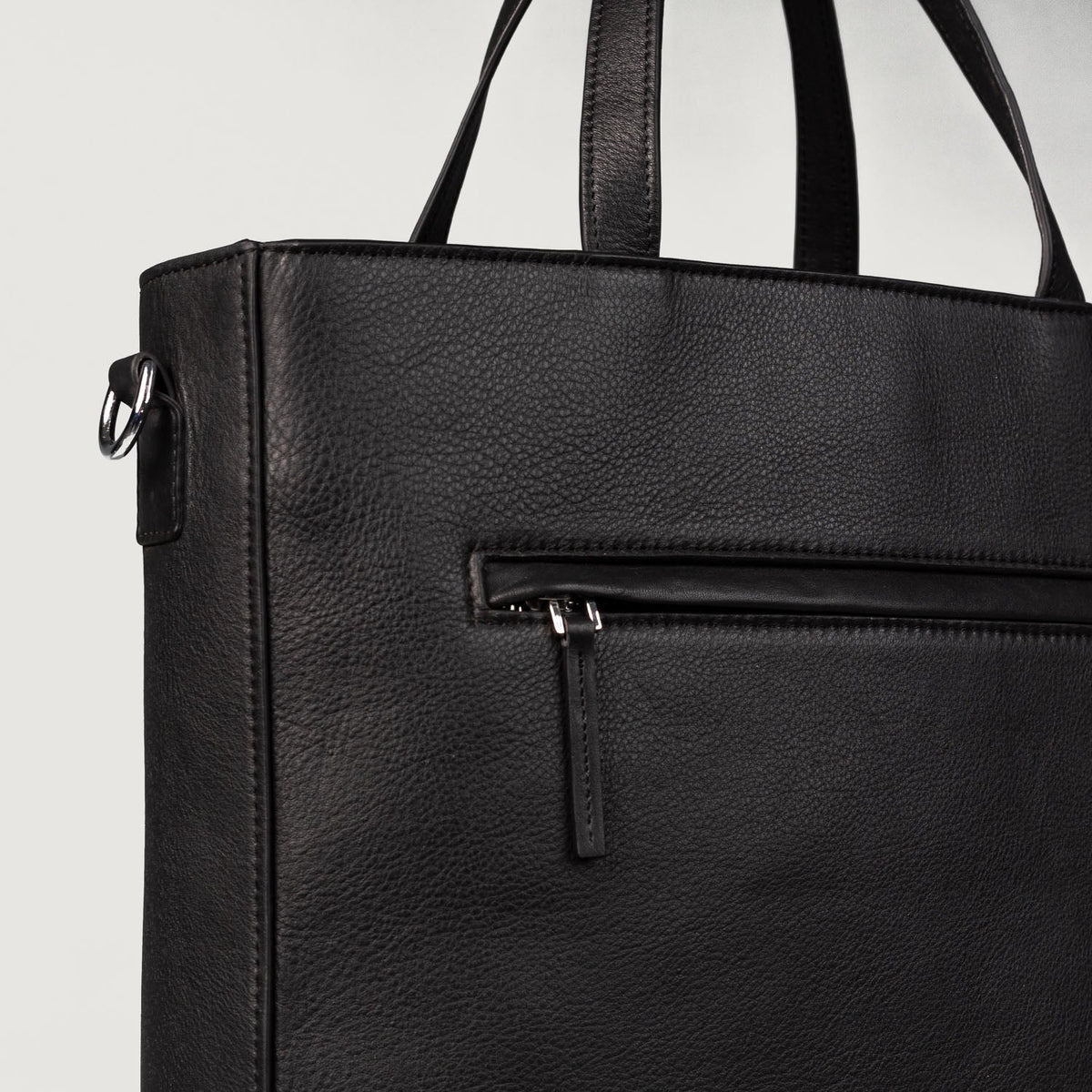 Brex Poet Black Leather Tote Bag - black leather tote bag, view 6