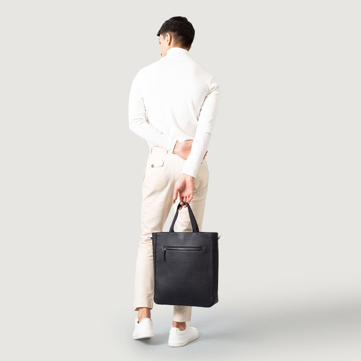Brex Poet Black Leather Tote Bag - black leather tote bag, view 9