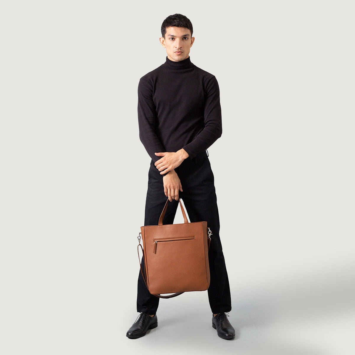 Brex Poet Brown Leather Tote Bag - brown leather tote bag, view 2