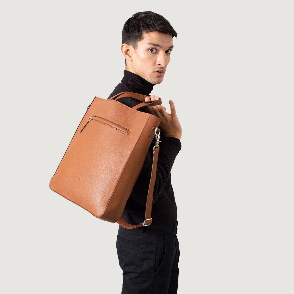 Brex Poet Brown Leather Tote Bag - brown leather tote bag, view 5