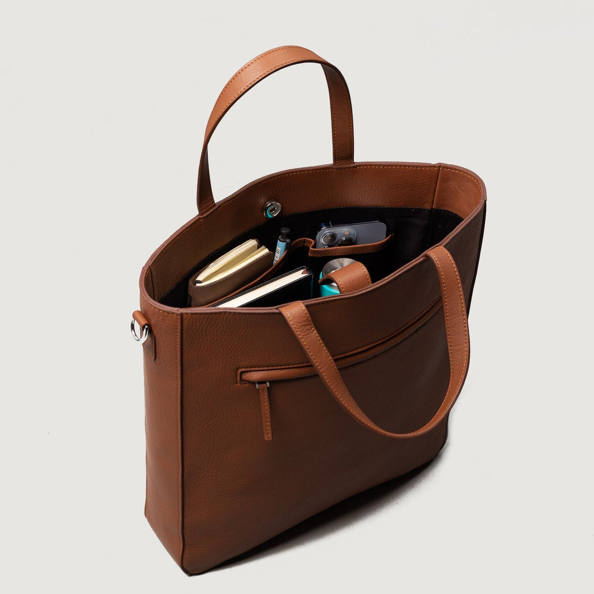 Brex Poet Brown Leather Tote Bag - brown leather tote bag, view 7