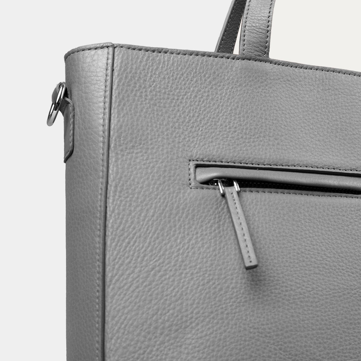 Brex Poet Grey Leather Tote Bag - grey leather tote bag, view 6