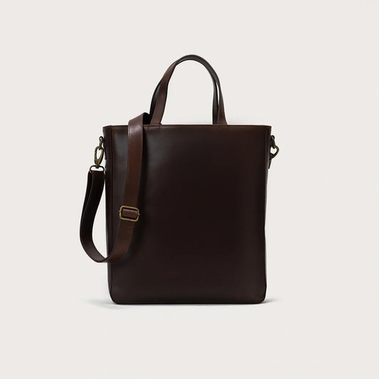 Brex Poet Vintage Brown Leather Tote Bag - brown leather vintage tote bag, view 1