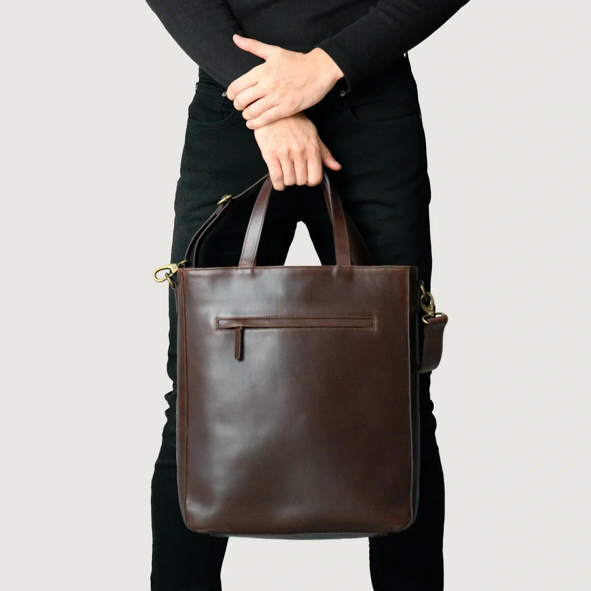 Brex Poet Vintage Brown Leather Tote Bag - brown leather vintage tote bag, view 8