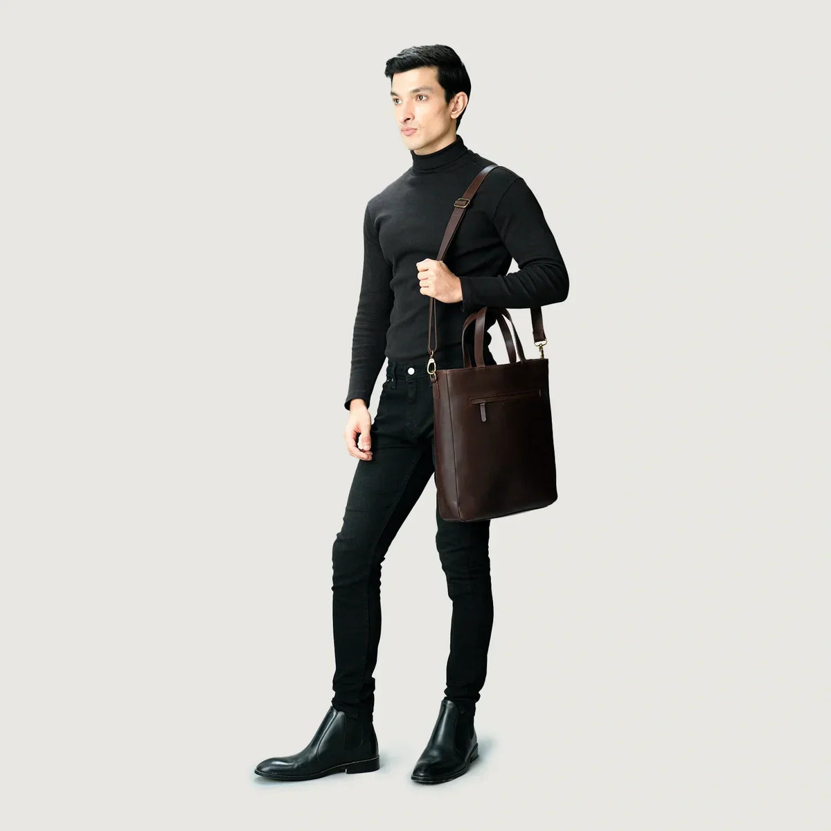 Brex Poet Vintage Brown Leather Tote Bag - brown leather vintage tote bag, view 9