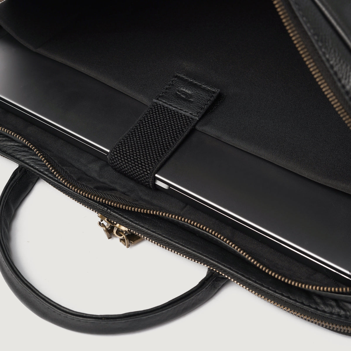 Brex Preston Black Leather Briefcase - black leather briefcase, view 4