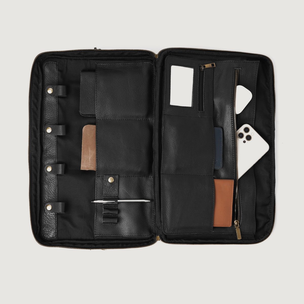 Brex Preston Black Leather Briefcase - black leather briefcase, view 6