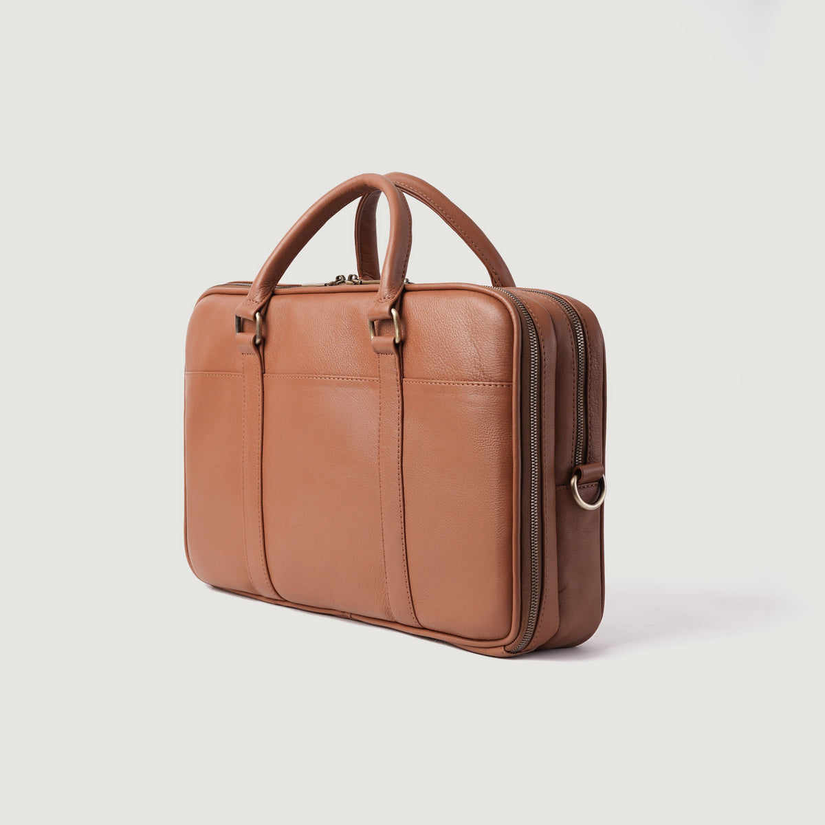 Brex Preston Brown Leather Briefcase - brown leather briefcase, view 3