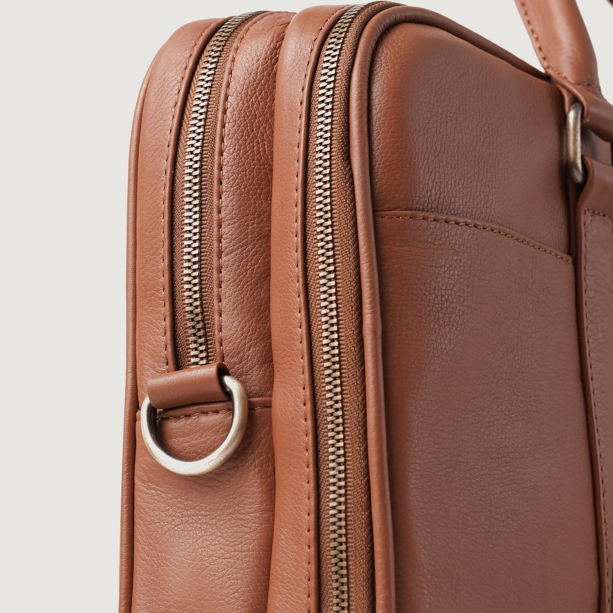 Brex Preston Brown Leather Briefcase - brown leather briefcase, view 6