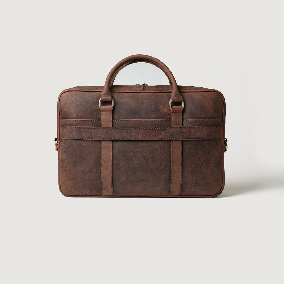 Brex Preston Vintage Distressed Brown Leather Briefcase - brown vintage distressed leather briefcase, view 1