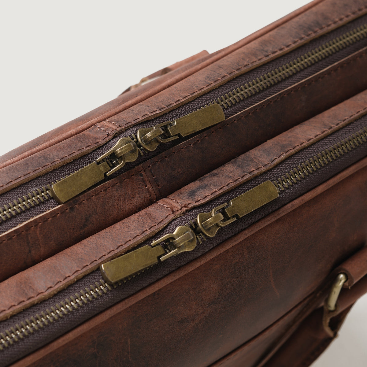 Brex Preston Vintage Distressed Brown Leather Briefcase - brown vintage distressed leather briefcase, view 3