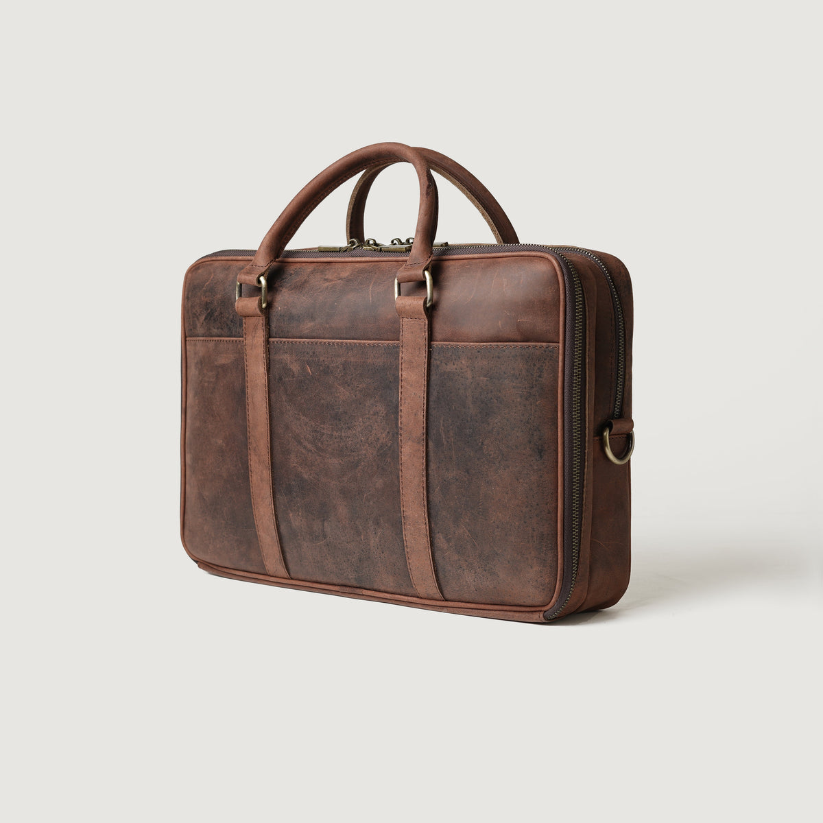 Brex Preston Vintage Distressed Brown Leather Briefcase - brown vintage distressed leather briefcase, view 6