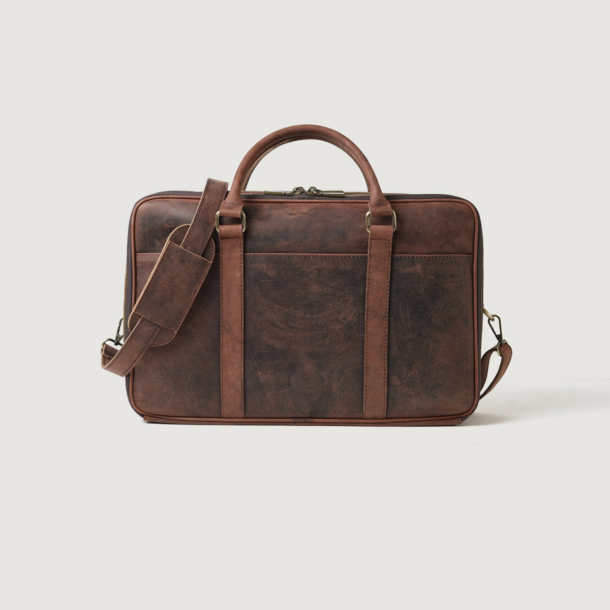 Brex Preston Vintage Distressed Brown Leather Briefcase - brown vintage distressed leather briefcase, view 7