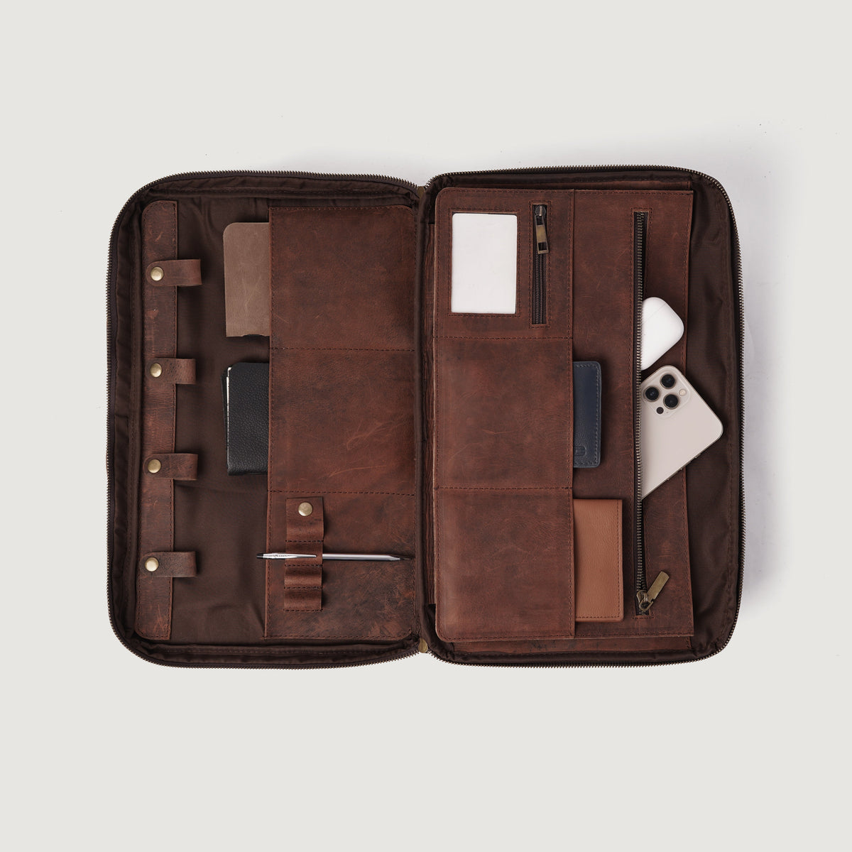 Brex Preston Vintage Distressed Brown Leather Briefcase - brown vintage distressed leather briefcase, view 8