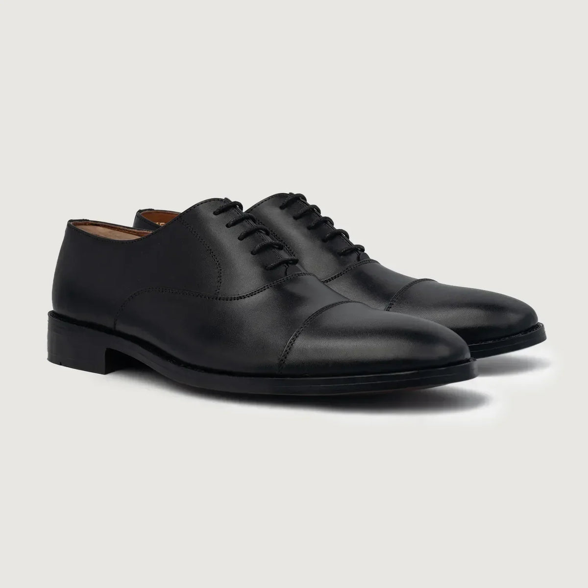 Professor Oxford Black Leather Shoes - men's shoes in black genuine leather, view 1