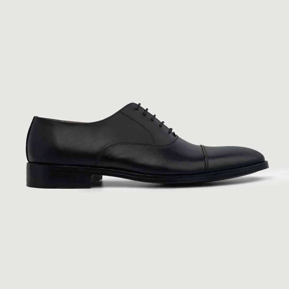 Professor Oxford Black Leather Shoes - men's shoes in black genuine leather, view 2