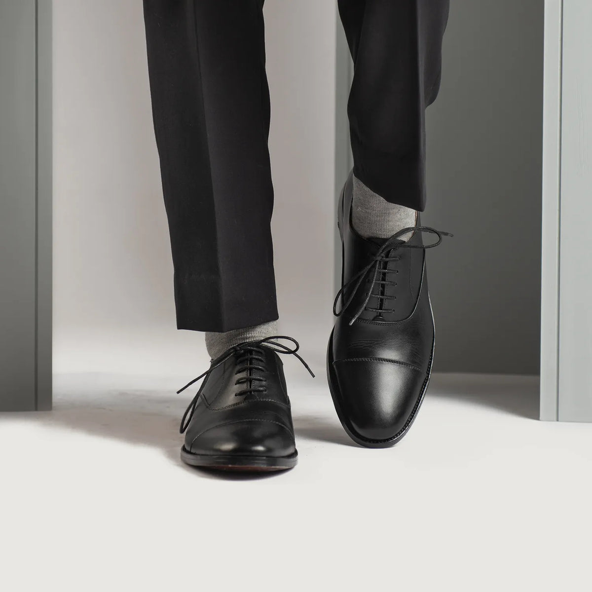 Professor Oxford Black Leather Shoes - men's shoes in black genuine leather, view 7