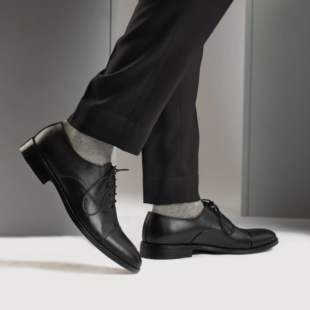 Professor Oxford Black Leather Shoes - men's shoes in black genuine leather, view 8