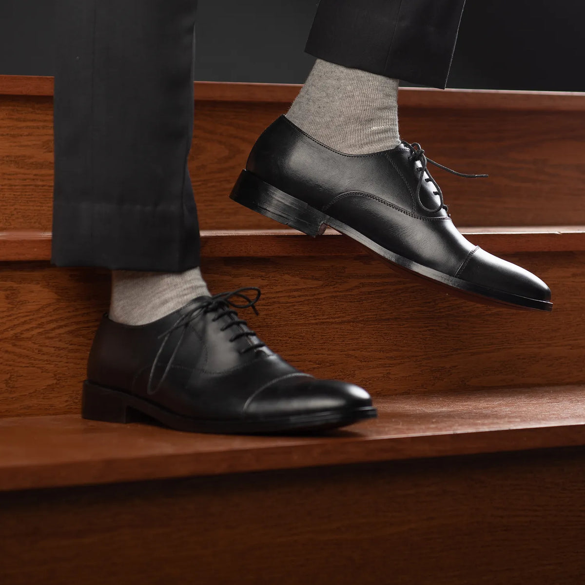 Professor Oxford Black Leather Shoes - men's shoes in black genuine leather, view 9