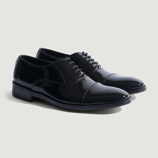 Professor Oxford Black Patent Leather Shoes - men's shoes in black patent leather, view 1