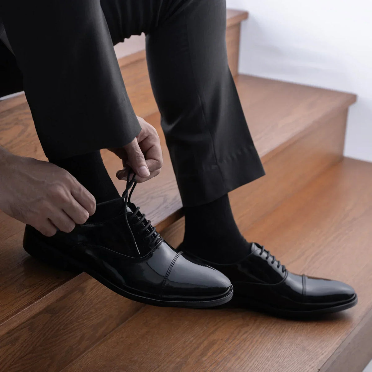 Professor Oxford Black Patent Leather Shoes - men's shoes in black patent leather, view 10