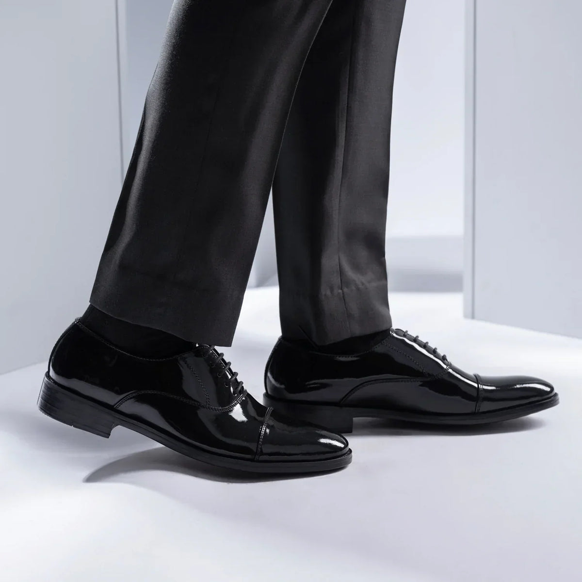 Professor Oxford Black Patent Leather Shoes - men's shoes in black patent leather, view 8