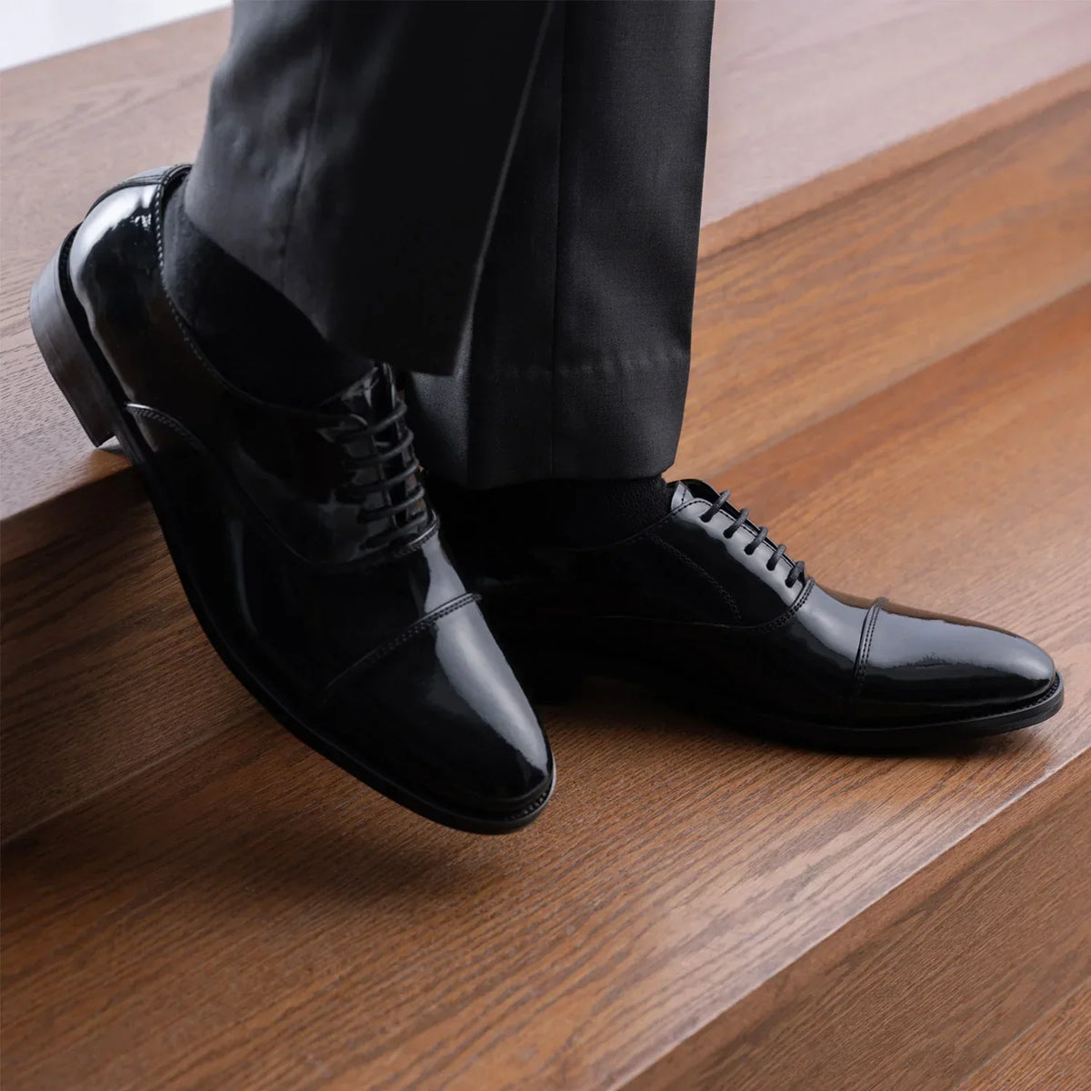 Professor Oxford Black Patent Leather Shoes - men's shoes in black patent leather, view 9
