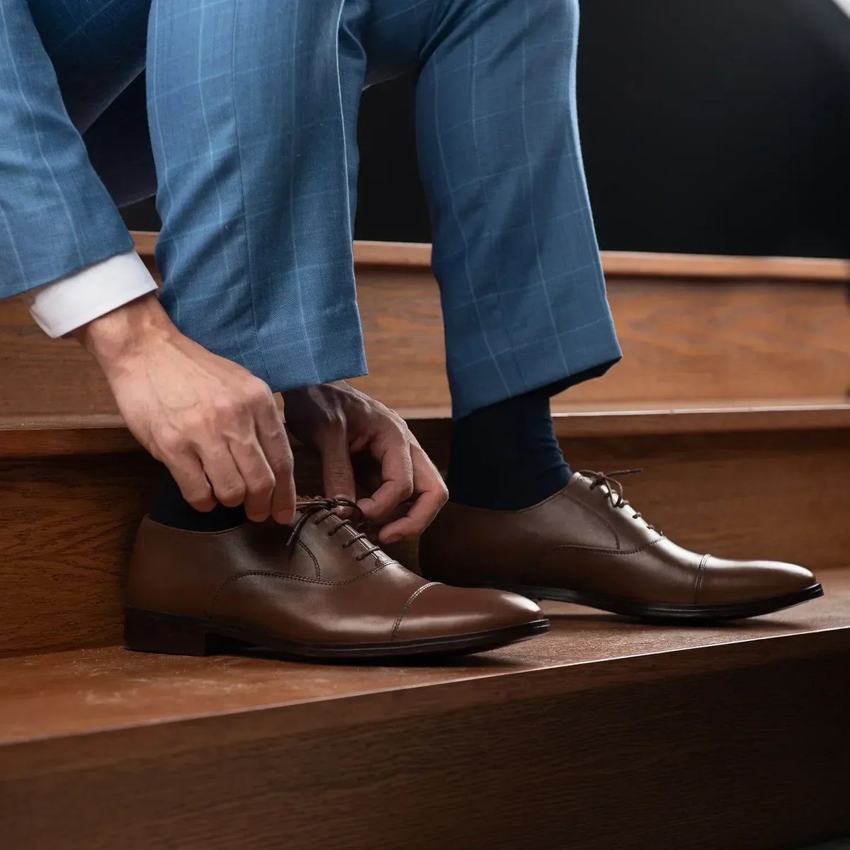 Professor Oxford Brown Leather Shoes - men's shoes in brown genuine leather, view 10