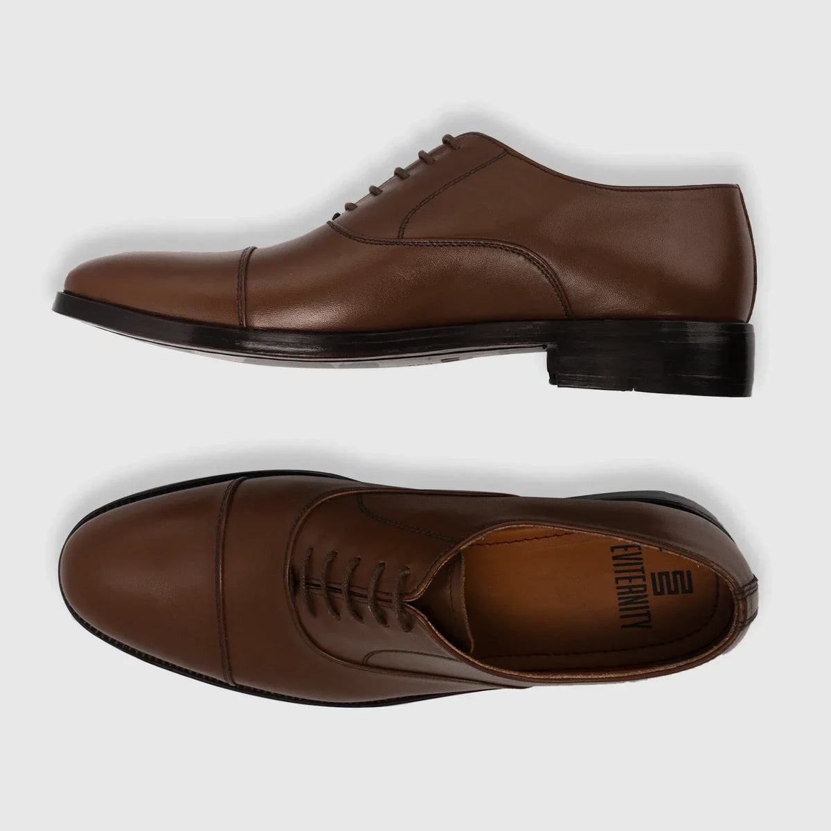 Professor Oxford Brown Leather Shoes - men's shoes in brown genuine leather, view 3