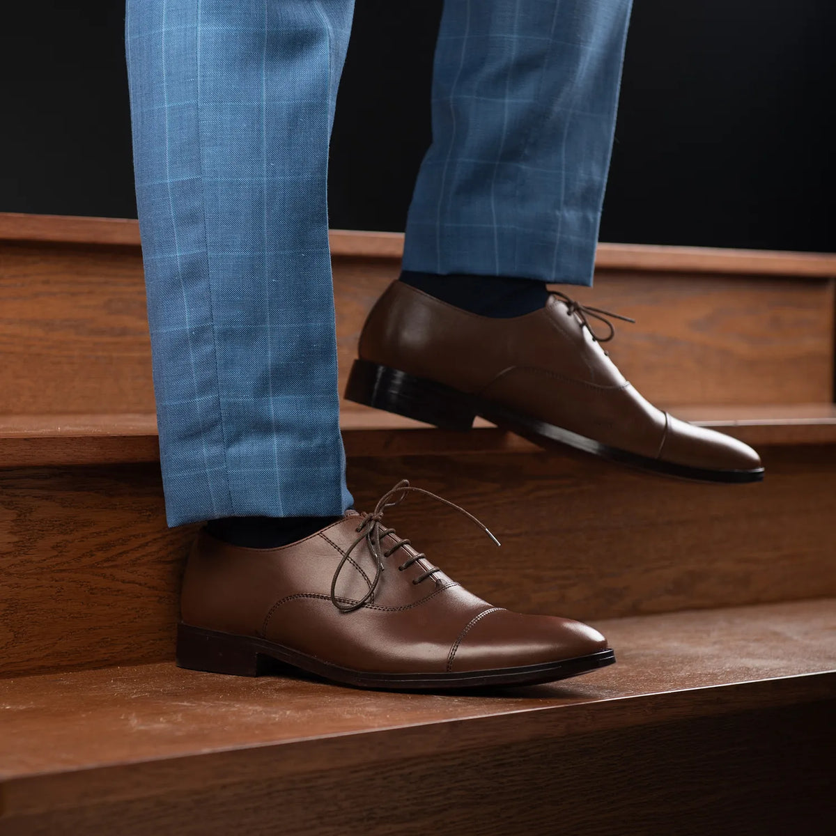 Professor Oxford Brown Leather Shoes - men's shoes in brown genuine leather, view 9