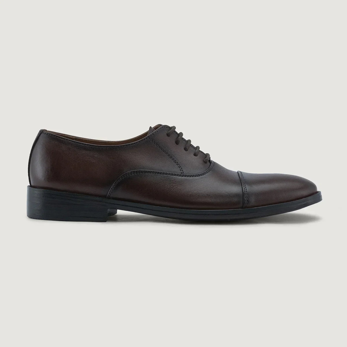 Professor Oxford Burnished Brown Leather Shoes - men's shoes in brown genuine leather, view 2