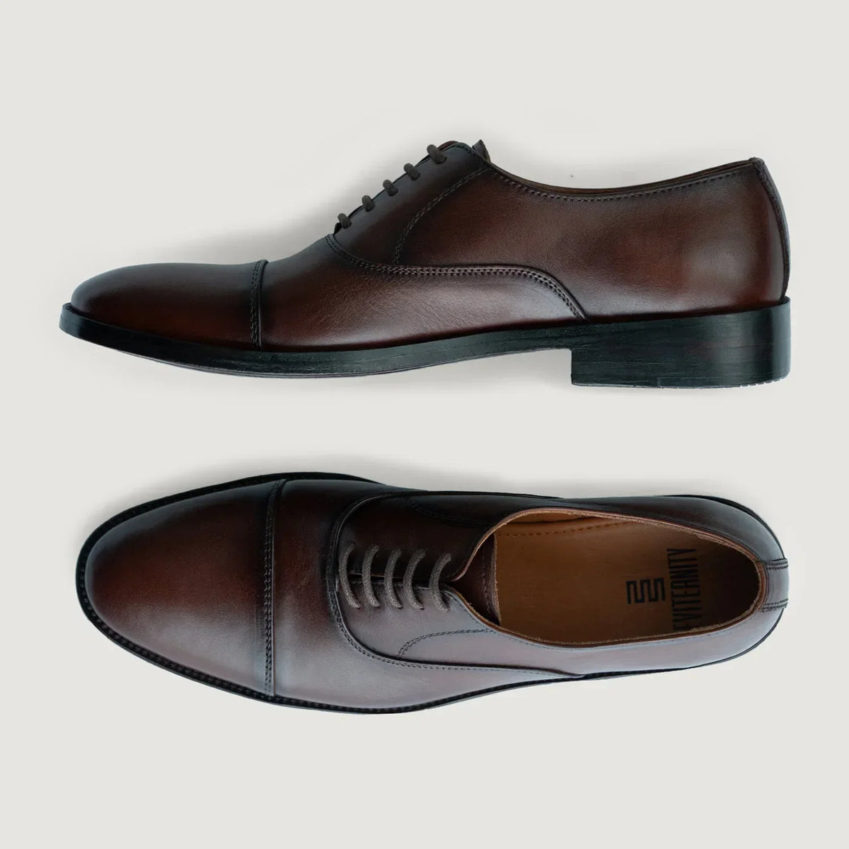 Professor Oxford Burnished Brown Leather Shoes - men's shoes in brown genuine leather, view 3